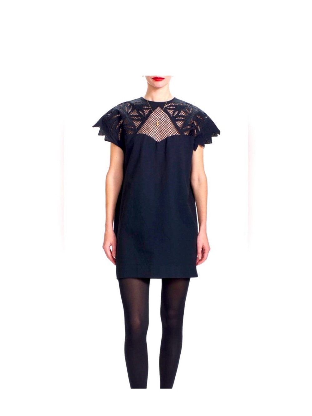 Corey Lynn Calter Black Lace Yoke Mini Dress